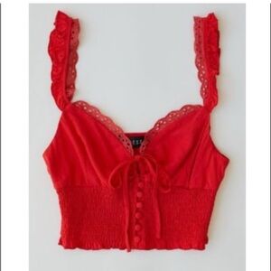 Lioness Red Sleeveless Tie Front Camisole